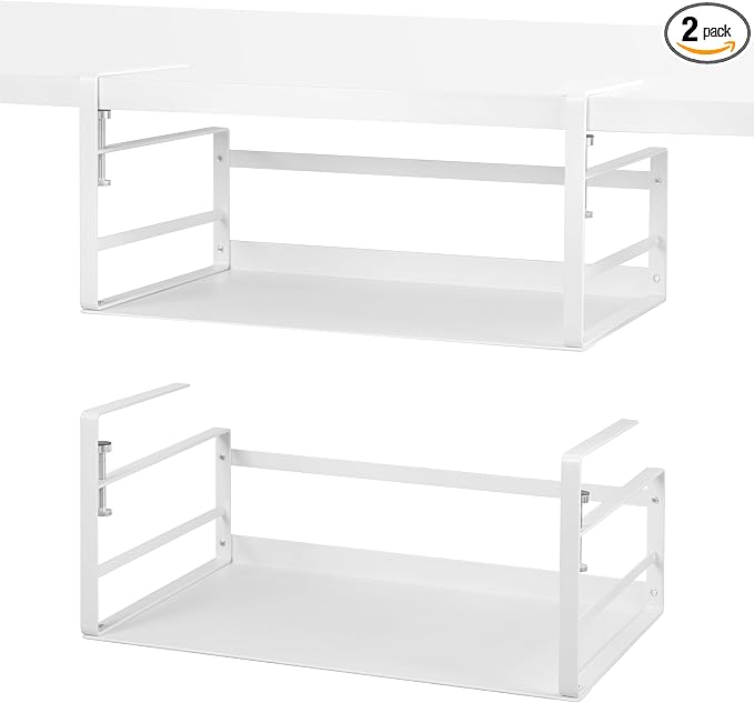 Nxconsu Under Shelf Basket, 2 Pack Under Shelf Storage Organizer, 16.1" | Heavy-Duty Metal Under Cabinet Shelf Basket Holds 30 lb with No-Drill Knob-Lock Clamp for Kitchen Pantry Cupboard by Nxconsu