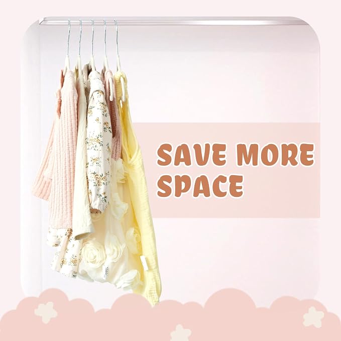 BAGAIL 50 Pack Kids Velvet Hangers 11 Inches Children's Clothes Hangers Non-Slip Baby Hangers for Infant/Toddler (Ivory) - Image 6