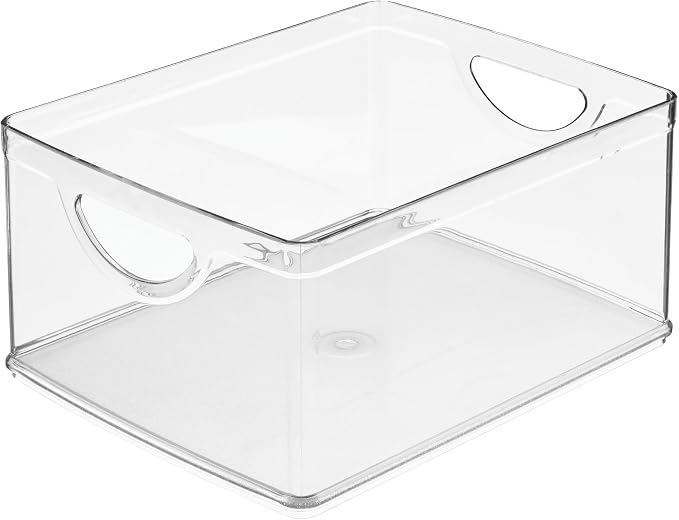 iDesign Plastic Stackable Kitchen Cabinet Storage Bin, Clear | With Handles, Pantry Organizer - Image 9