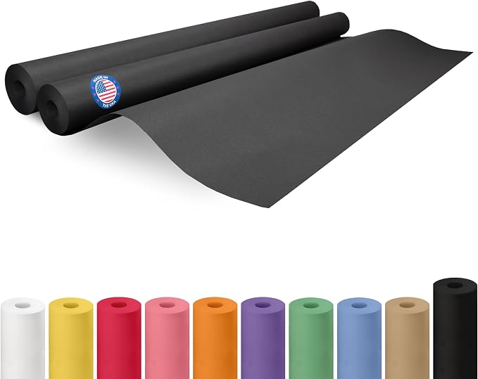 Black Paper Rolls 36" x 1200" (100 feet), Pack of 2 - USA-Made 50lb Thick Kraft Paper for Packing, Shipping, Wrapping, Crafts, Arts, Birthday Party - 100% Recycled Gift Wrap Material by IDL Packaging by IDLPackaging
