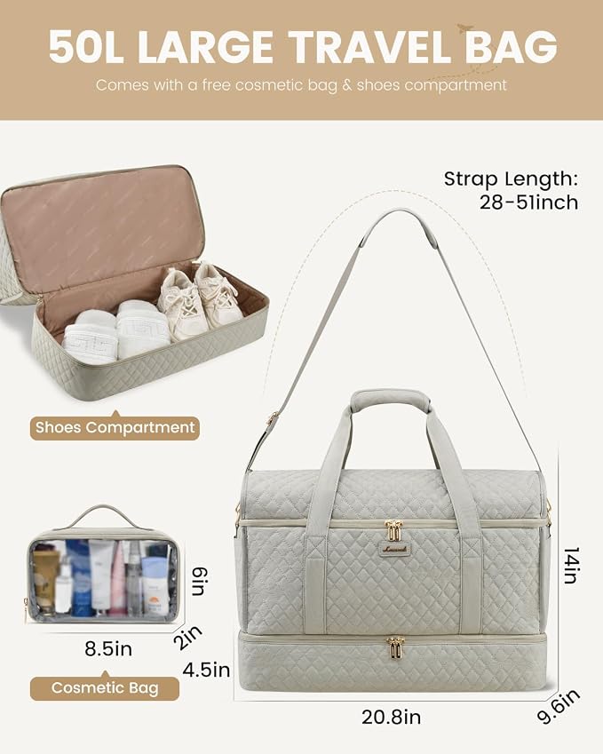 LOVEVOOK Large Travel Duffle Bag, Weekender Bags for Women With Shoe Compartment, Overnight Hospital Bag For Women Labor Delivery, Carry on Bag Personal Item Travel Bag, Yoga Gym Duffel Bag - Image 7