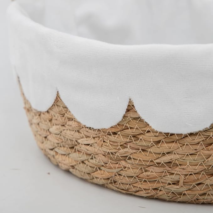 Handmade Seagrass Wicker Storage Basket with Handles & Removable Liner,Eco-Friendly Oval Woven Shelf Basket Organizer for Home Decor,Set of 3 - Image 6