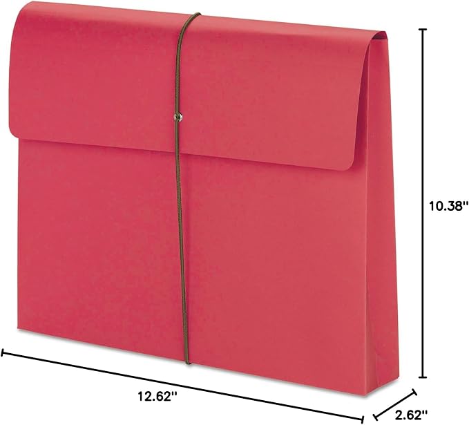 Smead Colored Expanding File Wallet with Flap and Cord Closure, 2" Expansion, Letter Size, Red, 10 per Box (77205) - Image 5