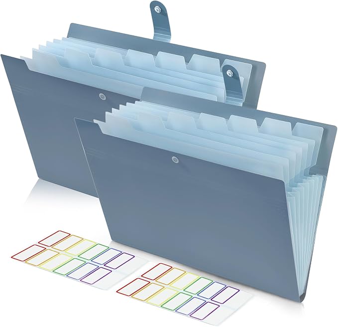 2Pack Accordion File Organizer Expanding File Folder with 8 Pockets Office | Letter Size Portable Paper Document Organizer for Office Home Business Supplies, Student Classroom Storage by NEEMORE