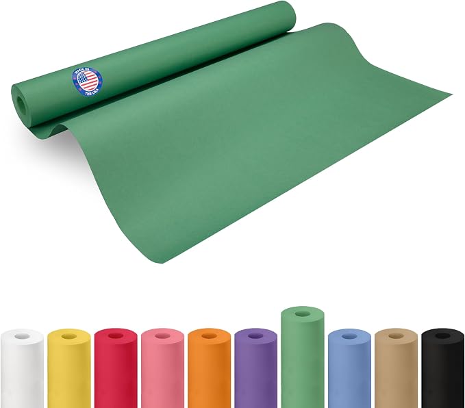 24" x 1200" (100 ft) Green Kraft Paper Roll - USA-Made Quality Craft Paper for Gift Wrapping, Kids' Arts & Crafts, School Projects - Natural Material 50lb Thickness by IDL Packaging by IDLPackaging