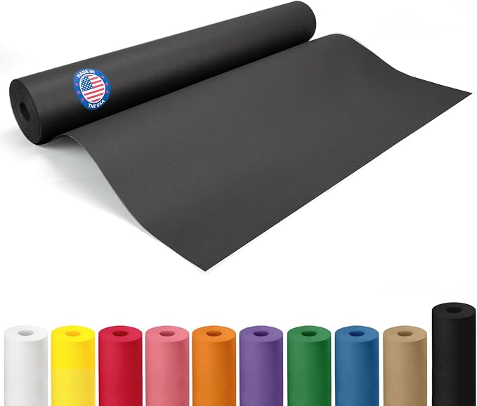 Black Paper Roll 24" x 1200" (100 feet) - USA-Made 50lb Thick Kraft Paper for Packing, Moving, Shipping, Wrapping, Crafts, Arts, Birthday Party - 100% Recycled Gift Wrap Material by IDL Packaging by IDLPackaging