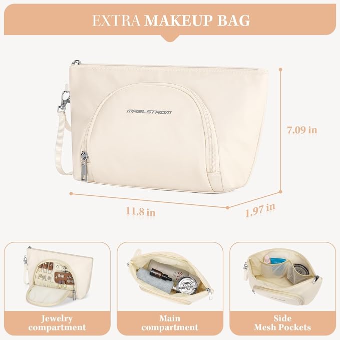 Maelstrom Gym Bag for Women,40L Travel Duffel Bag with Shoes Compartment and Wet Pocket,Waterproof Carry On Weekender Bag,Sport Gym Tote Bags Swimming Yoga, Hospital Holdalls（Beige) - Image 5