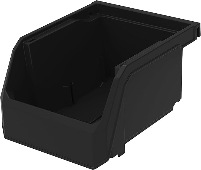 Extra-Small Stackable Plastic Storage Bins, 12-Pack, Black | Open-Front Stackable Bins For Garage, Pantry, Closet & Office, 5"L X 4"W X 3"H, Nests When Empty, Durable Plastic - Image 6