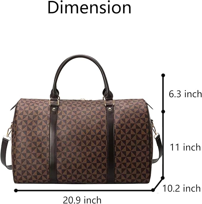 Large capacity Lightweight Weekender Bag Travel Duffel Bag for Women Men Overnight with Toiletry Bag Traveling Handbag for Gym Holiday (Brown) - Image 3
