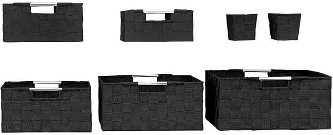 Sorbus Storage Baskets for Organizing (Set of 7), Mesh Hand-Woven Design, Linen Closet Organizers and Storage, Organizer Storage Baskets for Shelves, Variety Pack Organizers and Storage (Black) - Image 7
