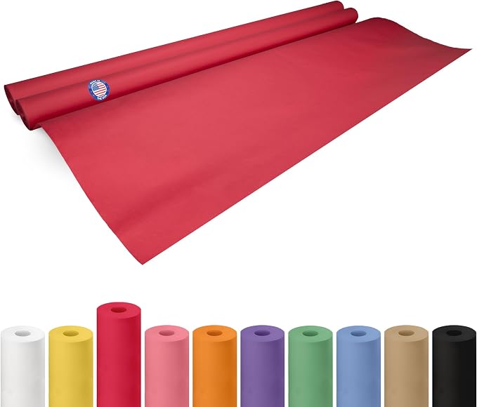 48" x 1200" (100 ft) Red Kraft Paper Roll, Pack of 2 - USA-Made Quality Craft Paper for Gift Wrapping, Kids' Arts & Crafts, School Projects - 100% Recycled, 50 lb Natural Material by IDL Packaging by IDLPackaging