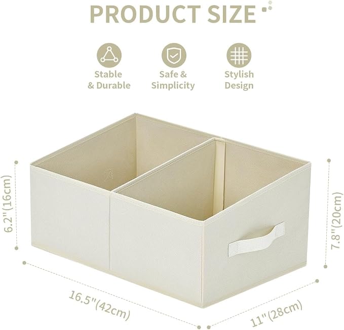 DIMJ Closet Storage Bins, 5 Pack Storage Baskets for Shelves, Foldable Closet Organizer with Handle, Linen Closet Organizers and Storage for Clothes, Toys, Towel, Books (Beige) - Image 2