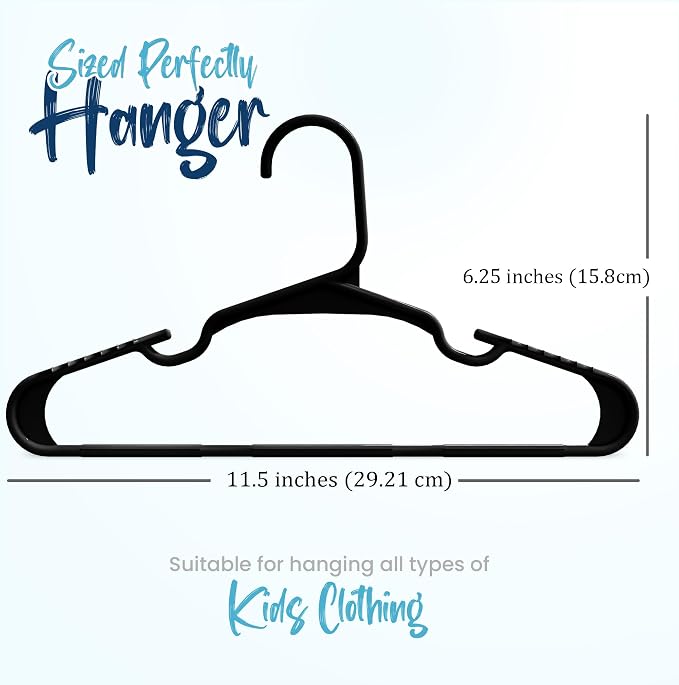 Utopia Home Kids Hangers 100 Pack - Plastic Baby Hangers for Closet - Childrens Hanger for Clothes & Infant Hanger for Closet - for Everyday Standard Use (Black) - Image 2