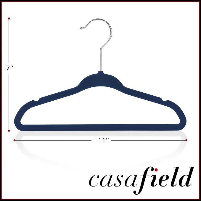 Casafield 50 Velvet Baby Hangers - 11" Size for Infant & Toddler Clothes - Royal Blue - Image 5