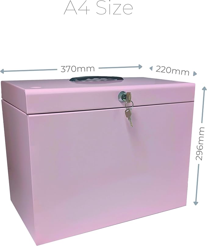 Cathedral Products A4 Steel File Box with Starter Pack of 5 Suspension Files - Pastel Pink - Image 3