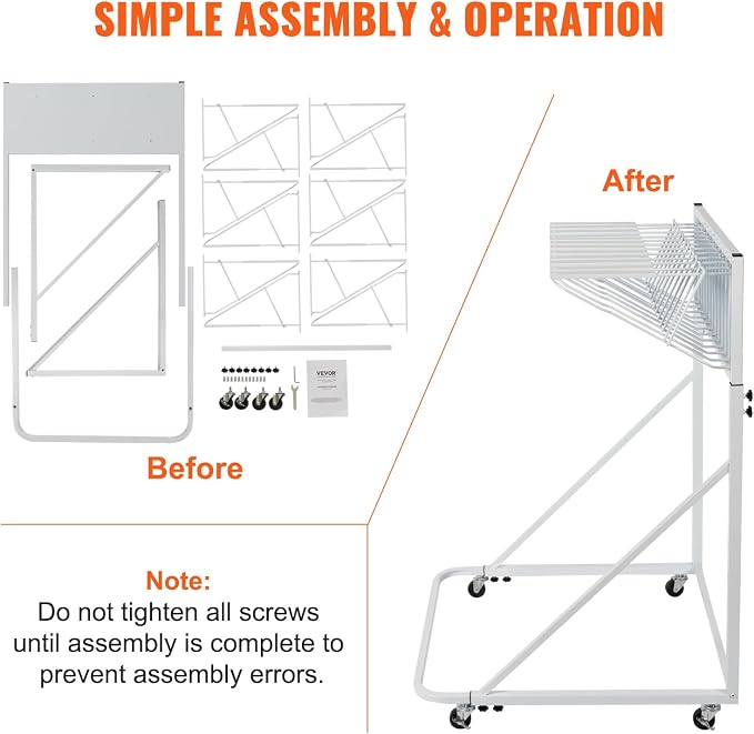 VEVOR Mobile Blueprint Storage Rack, Plan Holder with 12 Pivot Brackets, Mobile Blueprint Holder Adjustable Height & Length, Poster Display Rack for Office and Home (Rack Only Without Clamps) - Image 6