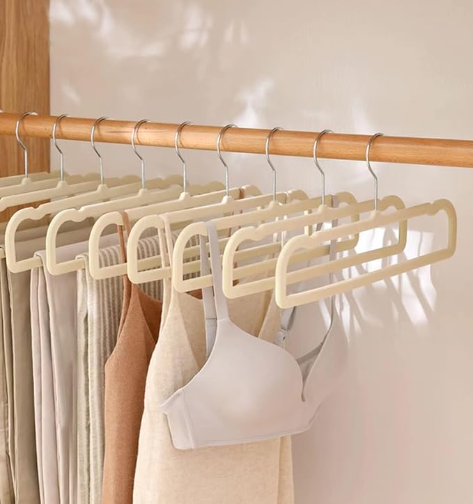 Pants Hangers Non Slip - 20 Pack Velvet Hangers for Closet - Thin Space Saving Clothes Hanger - Strong, Durable, Perchas Terciopelo with 360° Rotatable Hook for Jean, Tank Top, Bra, Shorts (Beige) - Image 8
