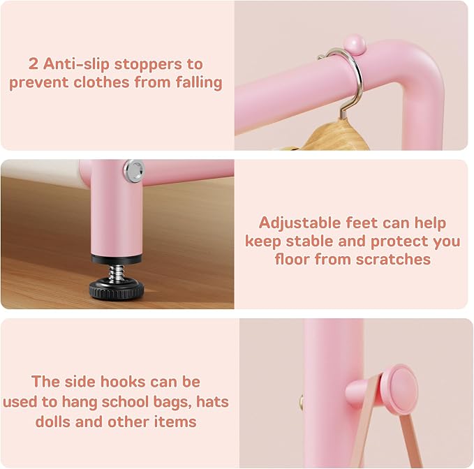 Kids Clothing Rack with Storage Shelf, Kids Dress Up Storage | for Coats, Small Baby Garment Rack for Hanging Clothes, Toddler Wardrobe Closet Organizer - Image 5