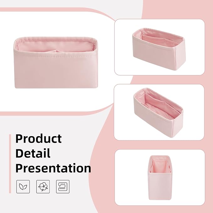 DGAZ Silk Purse Organizer Insert For Dior Book Tote mini/S/M/L，Silky Smooth Bag Organizer，Luxury Handbag & Tote Shaper（Pink，BT-Mini） | Soft and Lightweight,Perfect Fit,Multi-pocket Storage,Bag Protector,Luxury Bag Care,Handmade,for Smooth Bag Organizer - Image 6