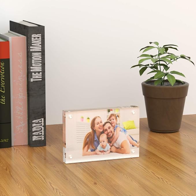 AITEE 4x6 Acrylic Picture Frames 6 Pack, Clear Picture Frames，20% Thicker | Freestanding Double Sided Magnetic Acrylic Lucite Frameless Transparent Square Frame Block Gift for Desktop Display - Image 4