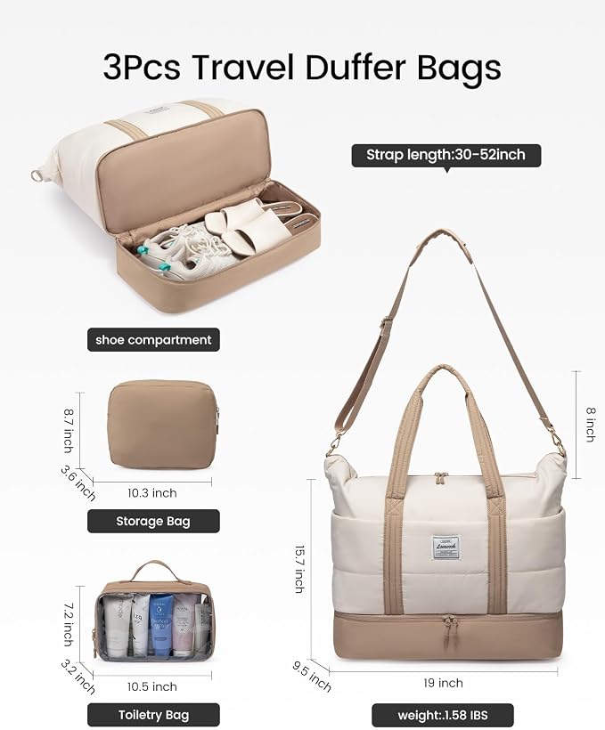 LOVEVOOK Travel Duffle Bag,Weekender Bags for Women with Shoe Compartment，Carry on Overnight Bag with Toiletry Bag,Gym Duffel Bag with Wet Pocket, Hospital Bags for Labor and Delivery - Image 4