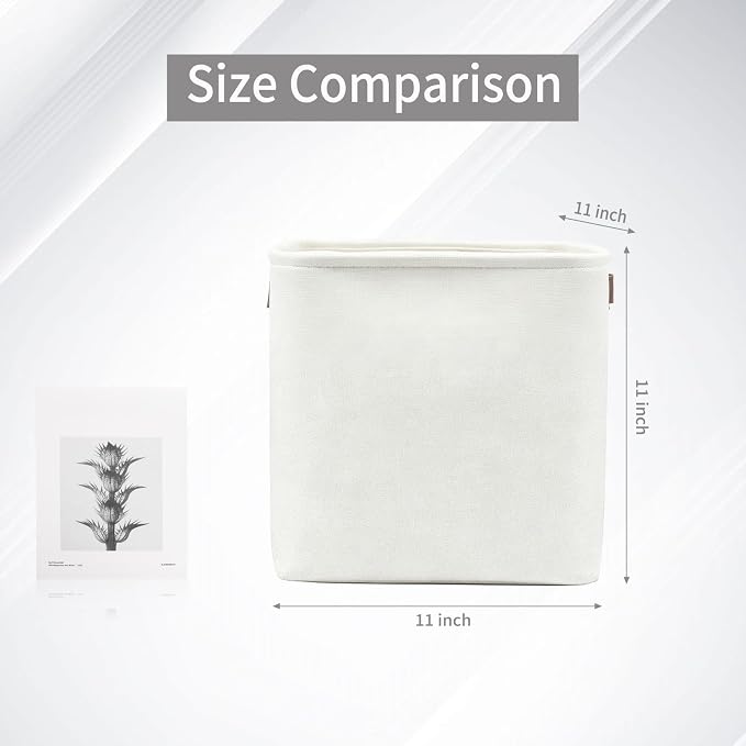 Collapsible Fabric Storage Cubes 11x11 Cube Storage Bins, 4 Pack Closet Baskets Box with Handles for Organizing, Shelf, Toys, Clothes, Home, Office, Nursery (White) - Image 3