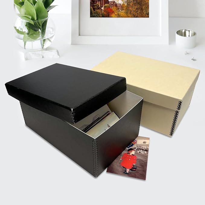 Lineco Archival Photo Card Box, Museum-Quality Storage, 5x8x12 Inch, Tan | Acid-Free with Removable Lid, Metal-Edge Corner, Bulk Storage and Preservation for Negatives, Prints, Films, Photos, Snapshot - Image 8