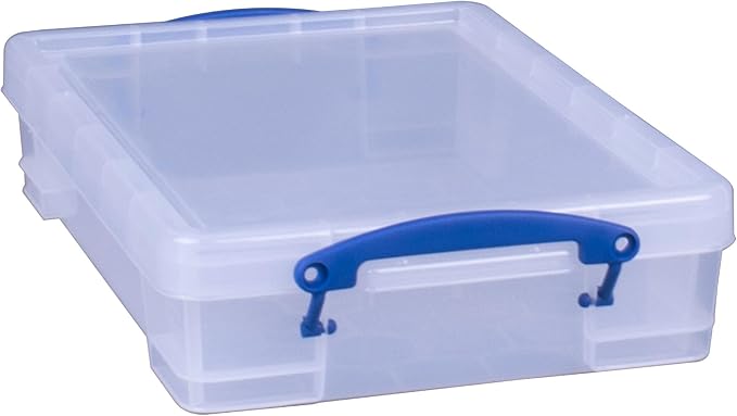 Really Useful Box 4 Liter Plastic Stackable Storage Container w/Snap Lid & Built-In Clip Lock Handles for Home & Office Organization, Clear (4 Pack) - Image 9