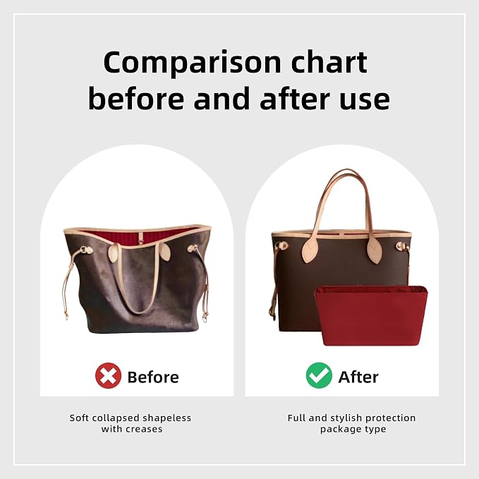 DGAZ Purse Organizer Insert Fits LV Neverfull Mini/PM/MM/GM Bags，Silk Bag Organizer，Luxury Handbag & Tote Shaper（PM） | Soft and Lightweight,Perfect Fit,Multi-pocket Storage,Bag Protector,Luxury Bag Care,Handmade,for Smooth Bag Organizer - Image 4