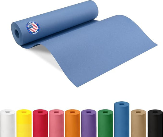 12" x 1200" (100 feet) Blue Kraft Paper Roll - USA-Made Quality Craft Paper for Gift Wrapping, Kids' Arts & Crafts, School Projects - 100% Recycled Natural Material 50lb Thickness by IDL Packaging by IDLPackaging