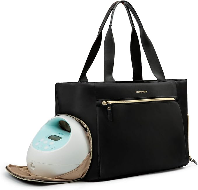 mommore Breast Pump for Spectra S1/S2 & Medela, Diaper Bag Travel Tote | Pumping Tote Bag with Insulated Pockets, Work Bag for Breastfeeding Mom with 15" Laptop Sleeve & Changing Pad by mommore
