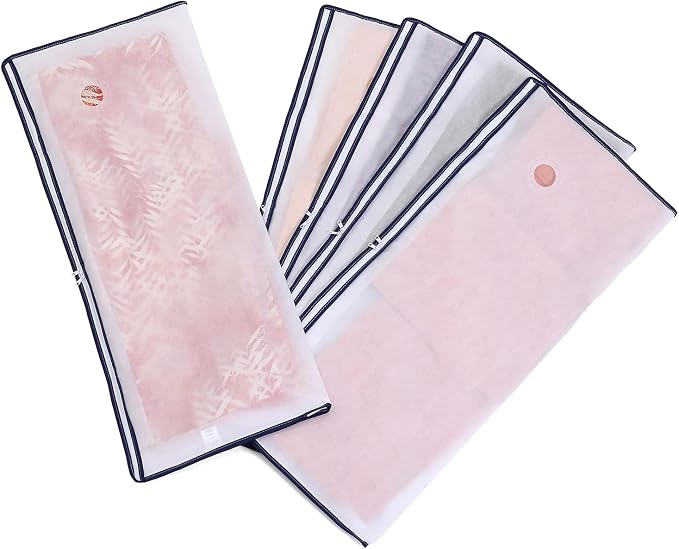 Astro 173-03 Kimono Storage Bag, White, 2-Way Opening, Set of 5, Transparent Window, Non-woven Fabric, Zipper Type by ASTROSTORAGE