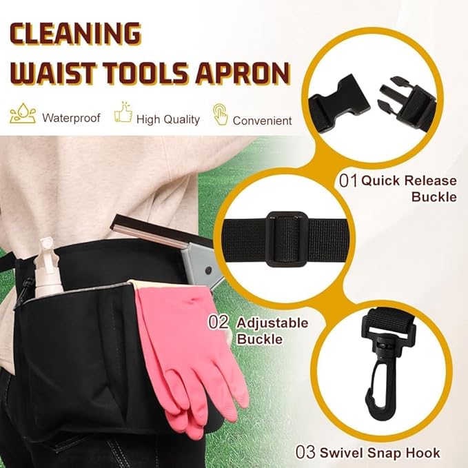 Large Rolling Cleaning Caddy with Cleaning Caddy Apron, Pink | Cleaning Caddy Bag with Detachable Trolley, Handles and Shoulder Strap, Cleaning Supplies Organizer for Cleaners Housekeepers - Image 3