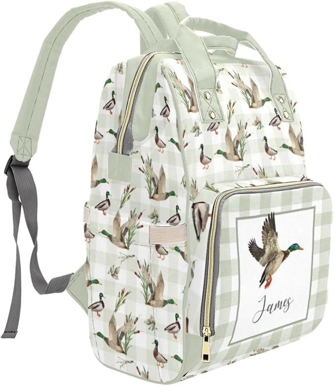 Custom Wild Ducks Diaper Bag for Women, Personalized Name Multifunction Nylon Nursing Mommy Daypack with Large Capacity for Travel, Birthday Mother Gift - Image 3