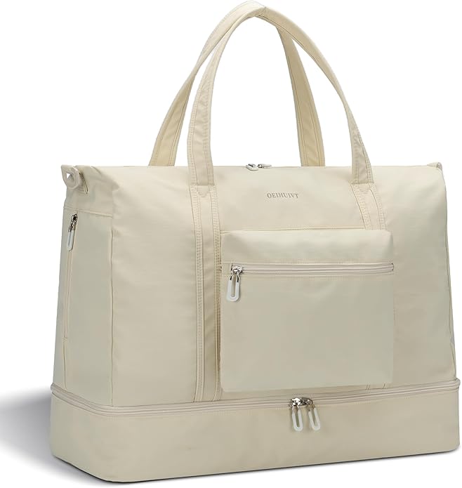 Women's Weekender bag Travel Duffel Bag with Shoe Compartment 21-inch Airline-Approved Carry-On, 2-Piece Overnight Bag Set Personal Item Luggage by GAYUAPEIABAG