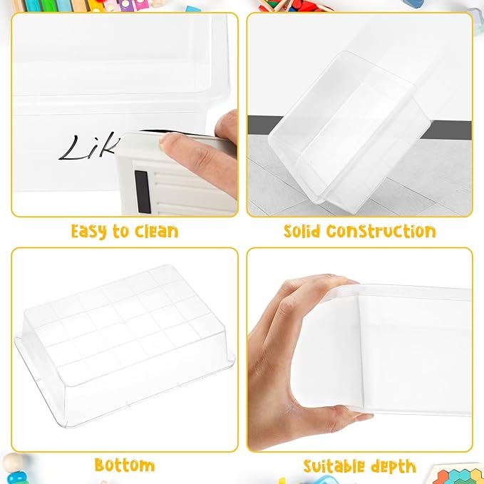 Hoteam 36 Pcs Flat Storage Organizer Bins Letter Size Paper Tray Classroom Storage Plastic Art Trays Classroom Pencil Organizer Baskets for School Office Teacher Book Organization(Transparent) - Image 2