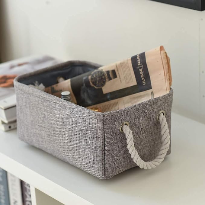 Storage Basket Fabric Sturdy Canvas Storage Bins Organizer with Handles for Clothes and Storage Foldable Storage Boxes Cubes - Image 5