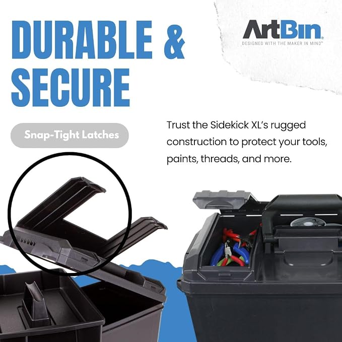 ArtBin 6917AB Sidekick XL Carrying Case, Portable Art & Craft Organizer with Handle, [1] Plastic Storage Case, Black - Image 6