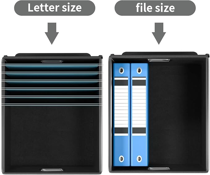 File Organizer Box with Lids, Collapsible File Folder Organizer | File Box with Plastic Slides for Document, Filing Bin for Letter Size Hanging File Folders (4 Pack, Dark Gray) - Image 3