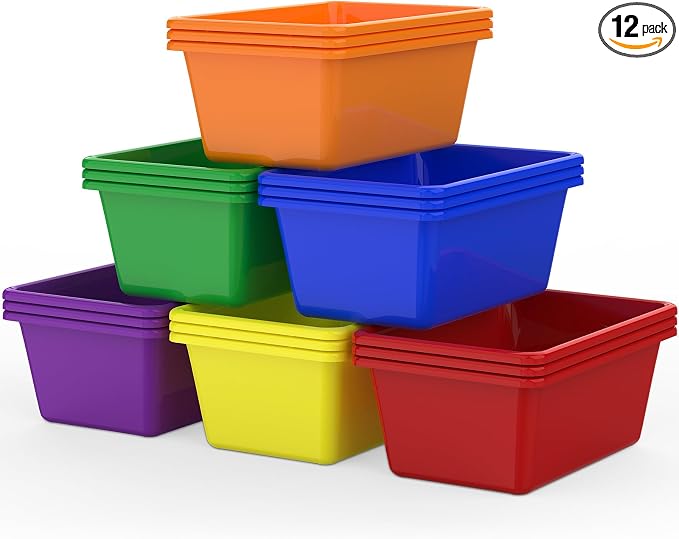 12 Pcs Plastic Small Cubby Bins Books Bins Toy Storage Bins Classroom Storage Organizer Containers for Office Classroom Home (12) by Unknown