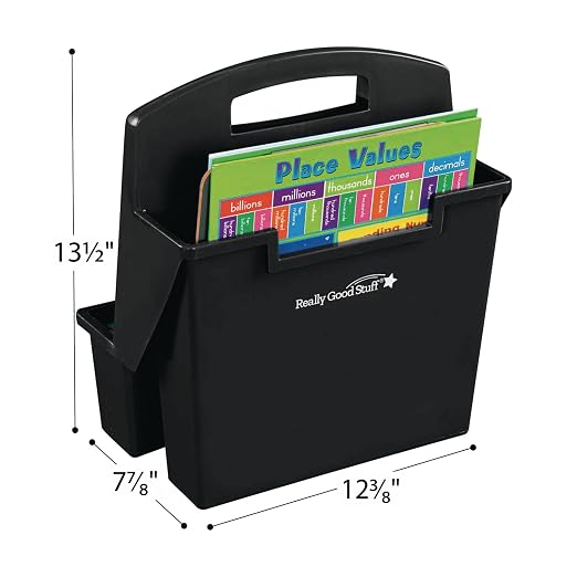 Really Good Stuff Easy to Clean On-The-Go Caddy Super-Sturdy with Handle | Wipe-Clean Plastic, Durable, Black, Glossy, Insert Mount, Classroom Supplies, Handy Organizer for Kids, Sturdy Handle - Image 6