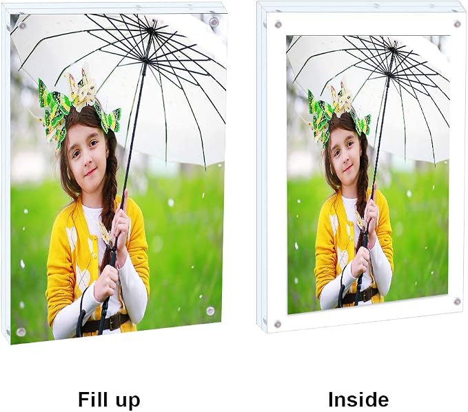 Acrylic Photo Frame 5 Pack Magnetic Picture 4x6 Gift Box Package | Clear Frameless frame,with Stand,placed vertically,laid flat,or attached to the fridge,for Family, Baby, Friend Best Gift - Image 2