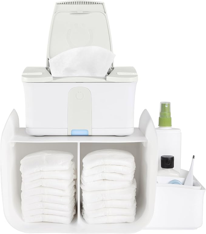 Ubbi Tabletop Diaper Caddy, Diaper Storage, Caddy Organizer, White | Non-Skid Rubber Feet, Baby Diaper Caddy Organizer for Wipes & Baby Accessories, Newborn Nursery Essential by Unknown