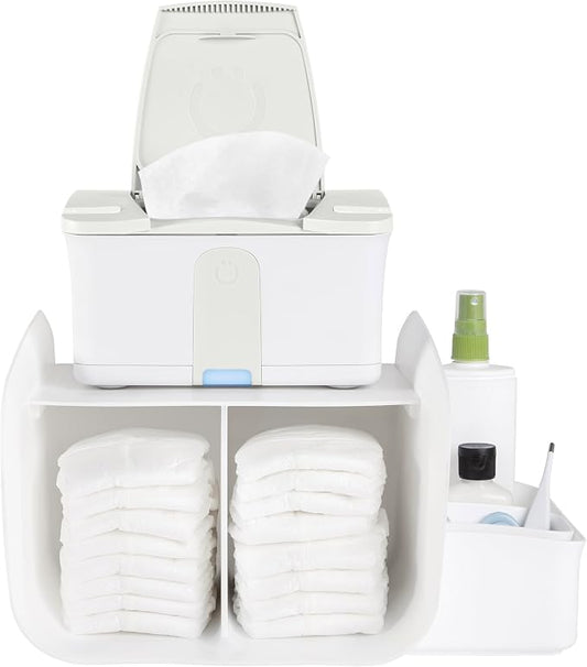 Ubbi Tabletop Diaper Caddy, Diaper Storage, Caddy Organizer, White | Non-Skid Rubber Feet, Baby Diaper Caddy Organizer for Wipes & Baby Accessories, Newborn Nursery Essential by Unknown