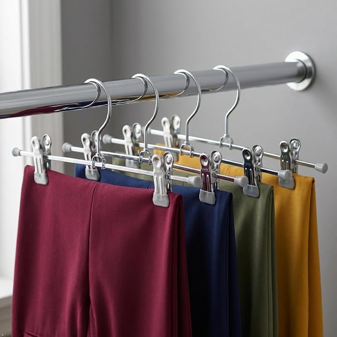 Mawa by Reston Lloyd Non Slip-Space Saving Clothing Hanger for Pant/Skirt with Two Non-Slip Clips, Style K/40D, 15.75", Set of 250, Silver - Image 5