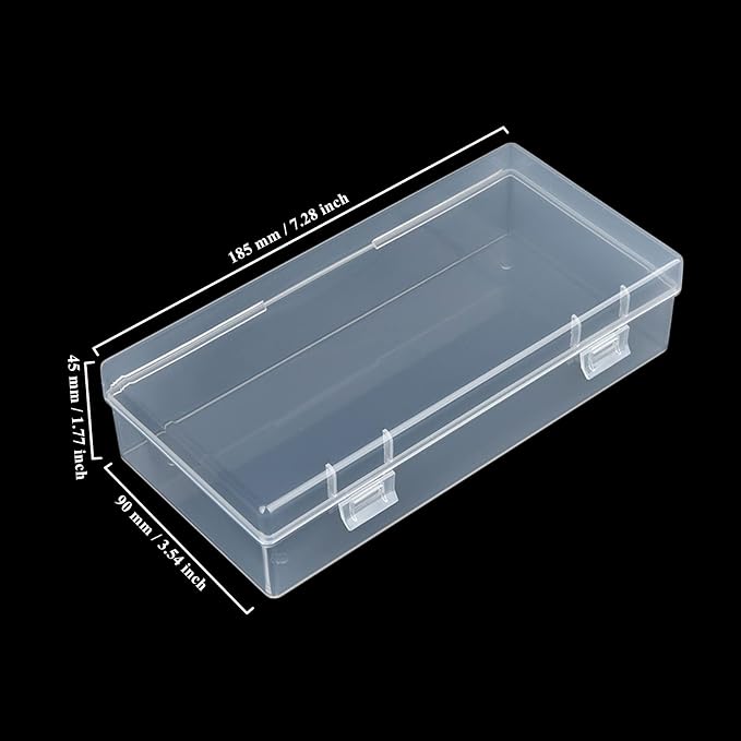 6 Pack Rectangular Clear Plastic Storage Containers | 7.28 x 3.54 x 1.77 inch, Hinged Lid, For Beads and Small Craft Items - Image 2