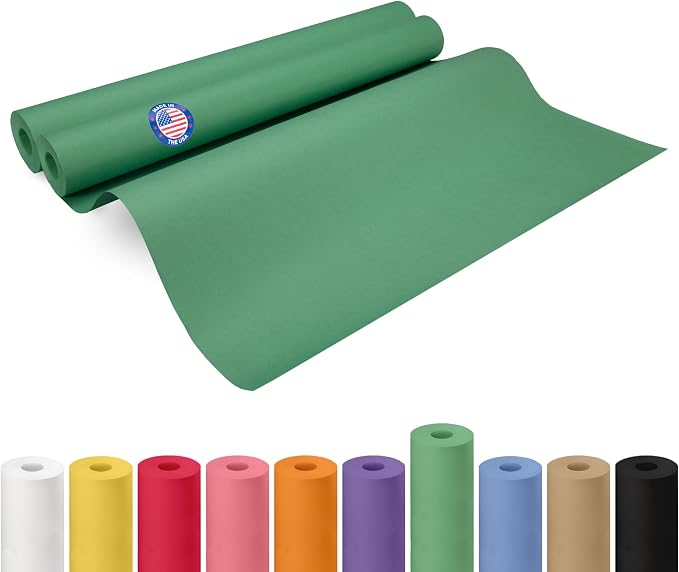24" x 1200" (100 ft) Green Kraft Paper Roll, Pack of 2 - USA-Made Quality Craft Paper for Gift Wrapping, Kids' Arts & Crafts, School Projects - 100% Recycled, 50 lb Natural Material by IDL Packaging by IDLPackaging