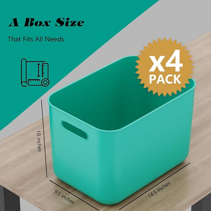 OWill 4-Pack 22L Plastic Storage Bins and Baskets for Efficient Home Classroom Organization – Multiple Colors containers for Kitchen, Cupboard Box, Bathroom Organizer on Shelves and Tubs - Image 2