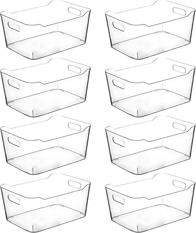 CONTROL KITCHEN Clear Plastic Storage Bins for Kitchen Organization or Pantry Organizers and Storage, Freezer Organizer Storage Containers Bin for Organizing Refrigerator Cabinet Organizers (8, Large) by CONTROLKITCHEN