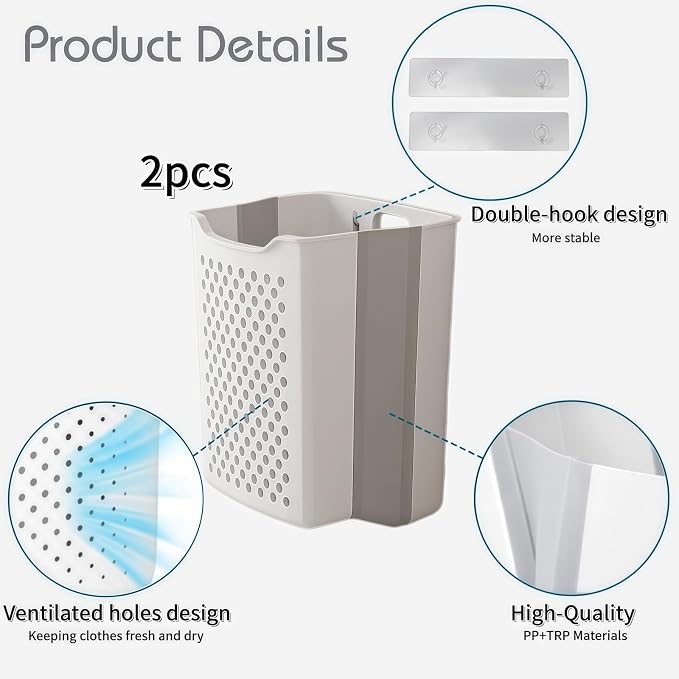 Wall Hanging Laundry Basket,Collapsible Hanging Laundry Hamper(Grey) | Wall Hanging Laundry Basket,Resin Shelf Basket Accessory,12“ x 7” x 15.1, for Suncast Select Outdoor Shed Models (Gray-S) - Image 3